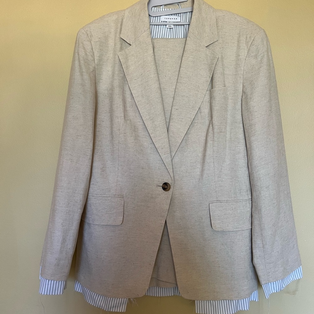 Topshop Linen Cream Blazer and Trousers Set - Picture 7 of 13